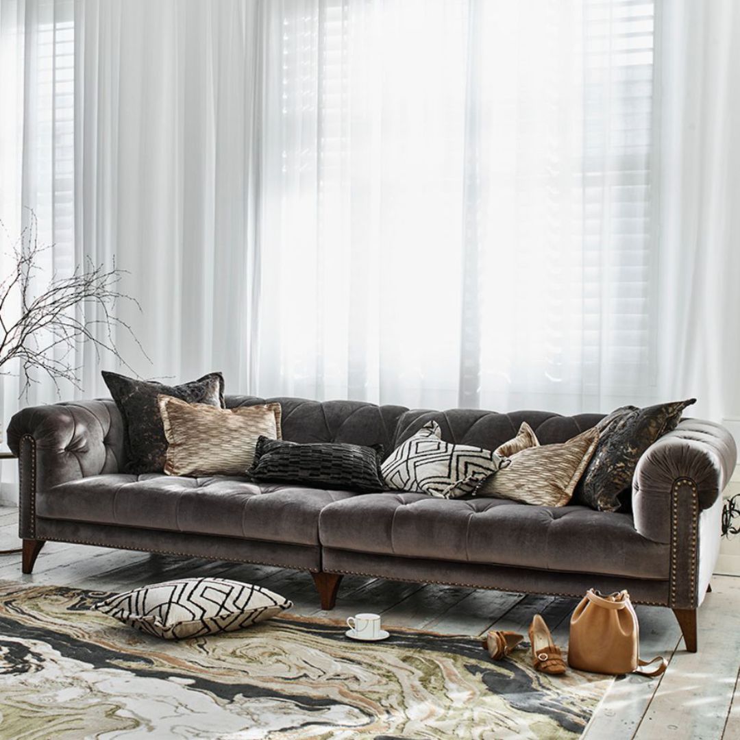 A&J Luisa Chesterfield 3 Seater Leather - Soul Chocolate image 1